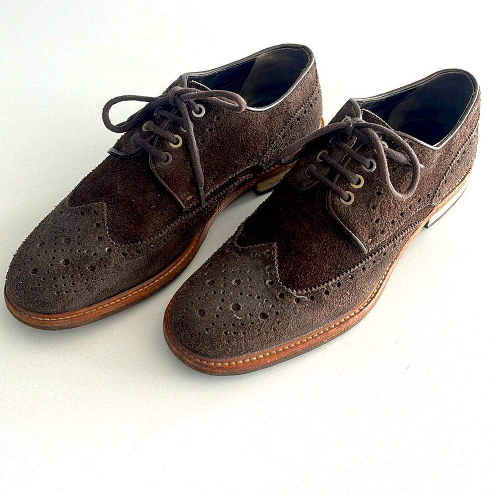 Hugo Boss Dark Brown Suede Wingtip Shoes Size 9.5 size 42